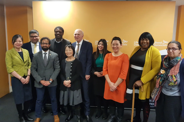 Vince Cable at BAME press conference with BaME candidates
